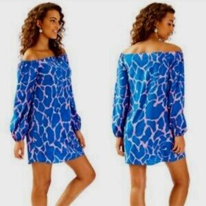Lilly Pulitzer Silk Tiki Adira Off The Shoulder Mini Dress Size Medium NWOT